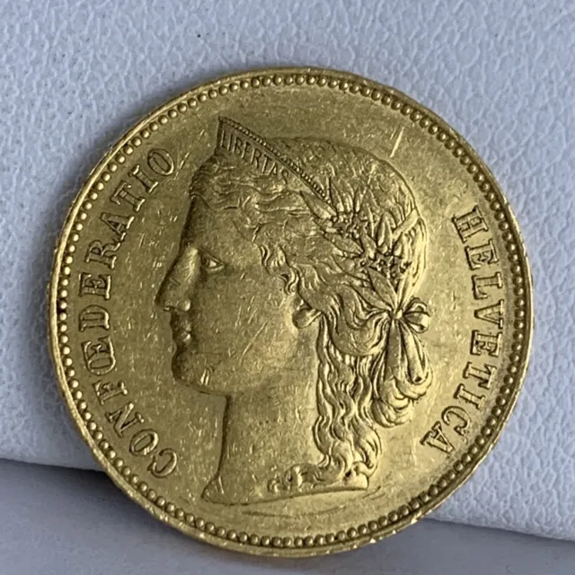 1890-B 20 Francs Swiss .1867 Oz Gold Coin Choice BU