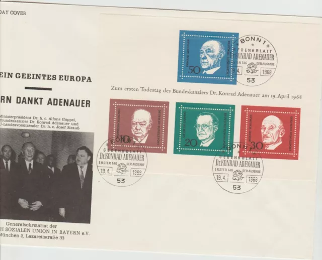 Bundesrepublikmarken auf Brief- Adenauer usw.
