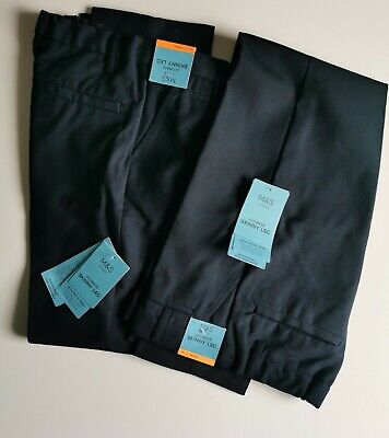 2x Marks And Spencer Boys School Trousers Navy Age 10-11 years skinny Leg