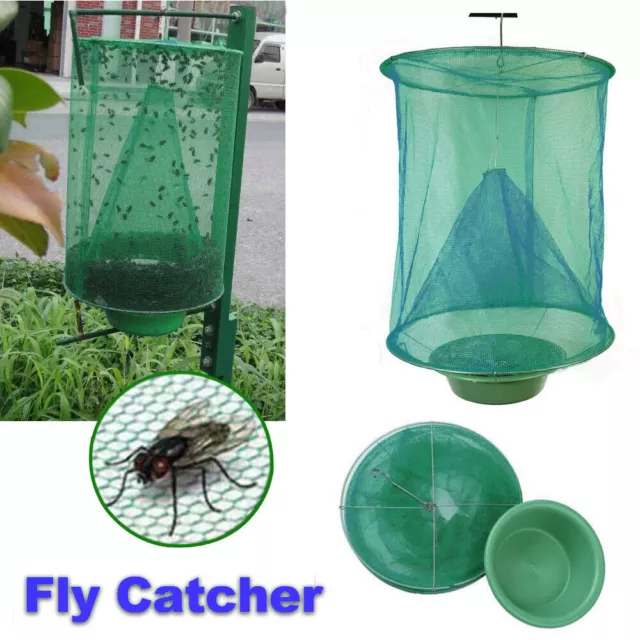 Reusable Fly Trap Insect Killer Net Cage Trap Outdoor Ranch Pest Hanging Catcher