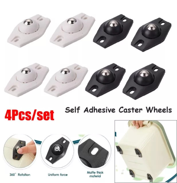 4pcs Rotating Wheels Self Adhesive Mini Caster Wheels Stainless Steel Swivel