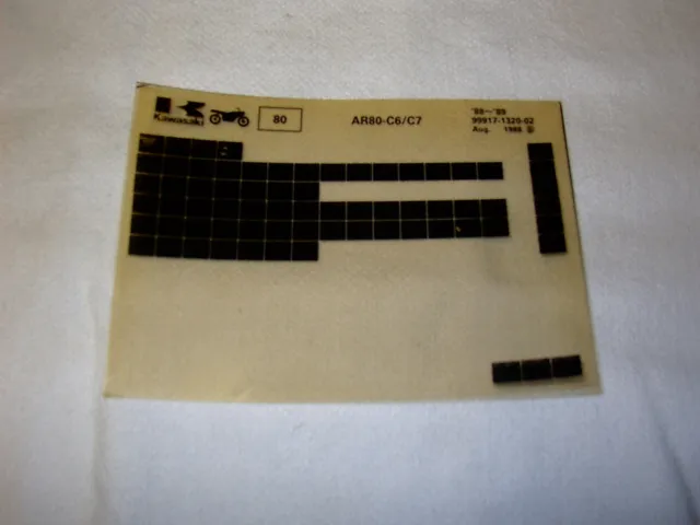 Kawasaki Ar80 Ar 80 C6/C7 Gen Part Catalogue Microfiche