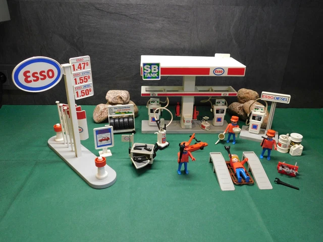 Station-service ESSO Playmobil Vintage 3439 - Set Complet De 1981, Avec Stickers, Bon état D'occasion