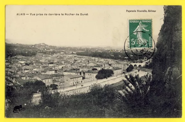 RARE Ecrite en 1909 ALÈS ALAIS (Gard) Vue prise de derrière le ROCHER de DURET