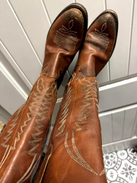 GOLDEN GOOSE Deluxe Iconic Golden Zip Cowboy Boots Brown w/Gold Tone Zip Size 39 2