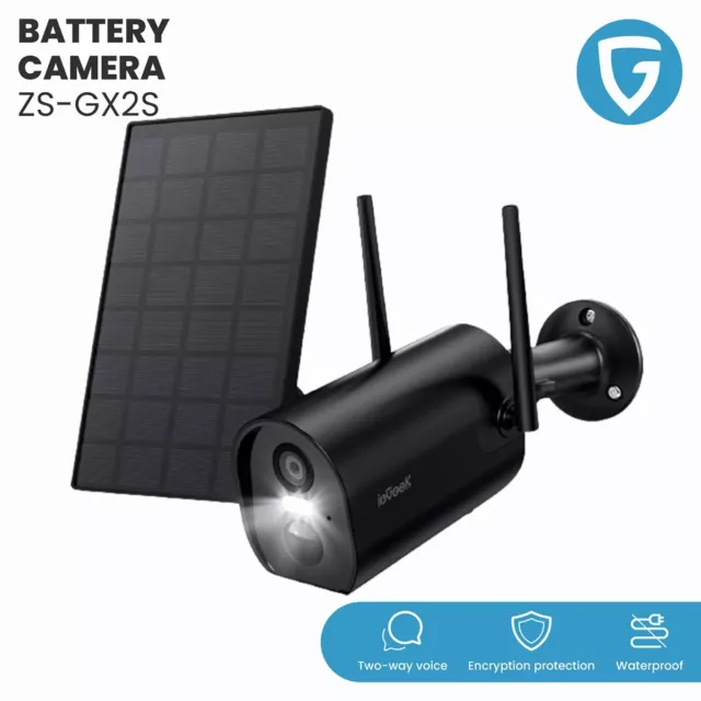 ieGeek 2K Solar Security Camera Outdoor Wireless Home WiFi Battery CCTV System