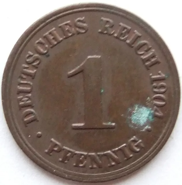 Moneta Reich Tedesco Impero Tedesco 1 Pfennig 1904 F IN Extremely fine /