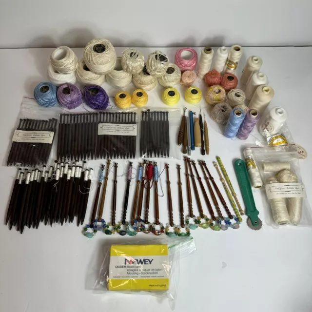 96 Vintage Lace Making Bobbins 38 Thread Accessories 100g Pins