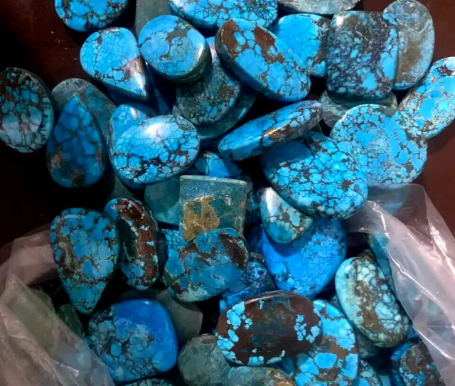 AAA 500 Ct Natural Black Spiderweb Turquoise Lot Blue Untreated Mix Cut Gemstone