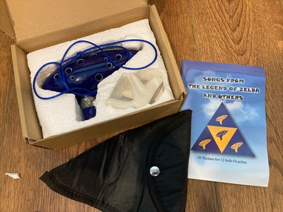 Legend Of Zelda Ocarina Instrument, In Box, With Bag Carrying Case & Songbook