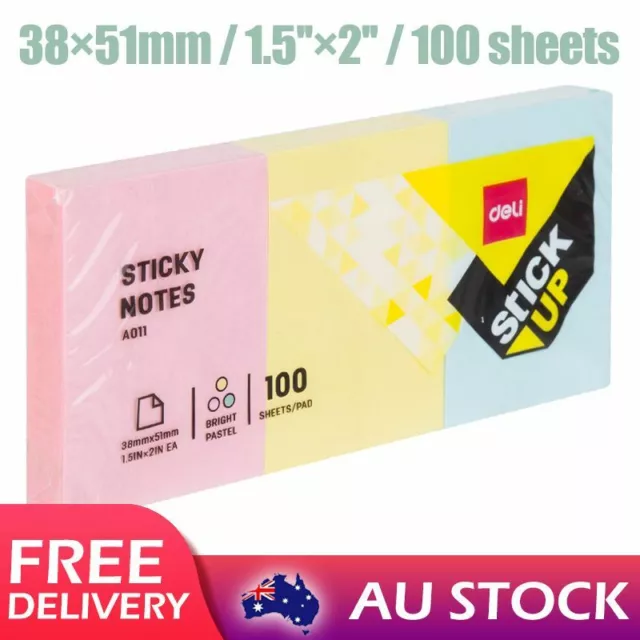 Deli Color Sticky Notes Index Tabs Stickers Marker Paper Message Memo 38×51mm AU