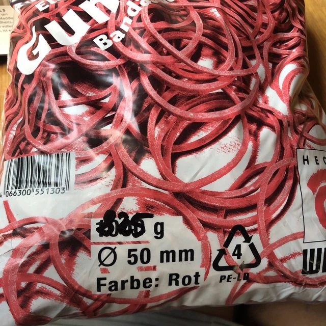 825 gr, Gummiringe, Durchmesser 50mm, Farbe rot