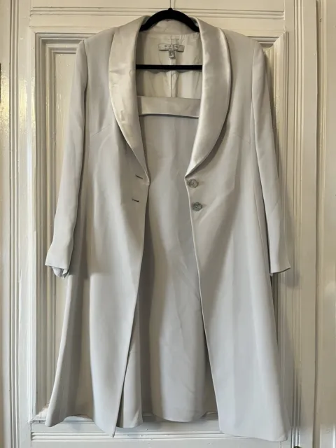 Ladies Dusk Belinda Chng Two Piece Silver Grey Dress and Coat Set Size 14