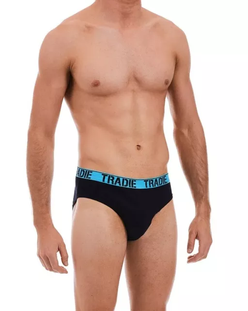 Mens 4 Pack Tradie S-2XL Cotton Briefs Hipster Underwear Black Fluro Pack (SB4)