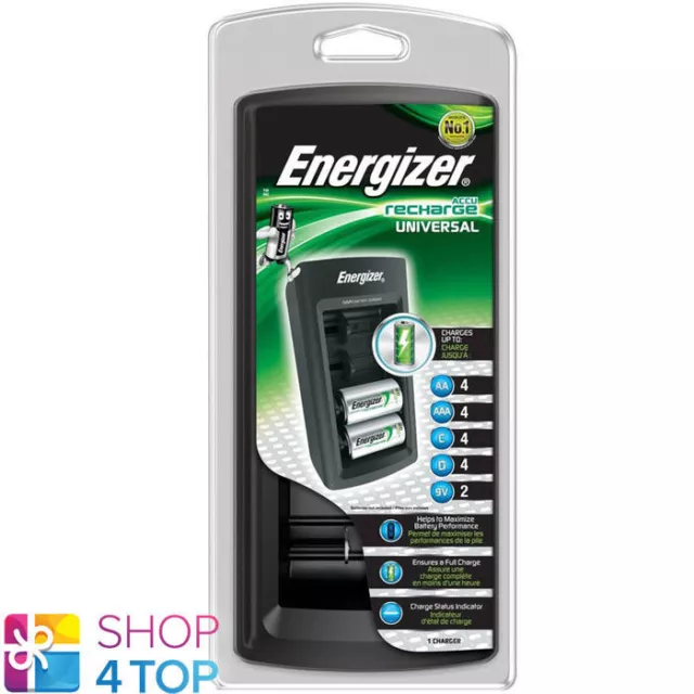 Energizer Batería Recharge Cargador Universal Para AAA Aa C D 9V 6F22 Baterías