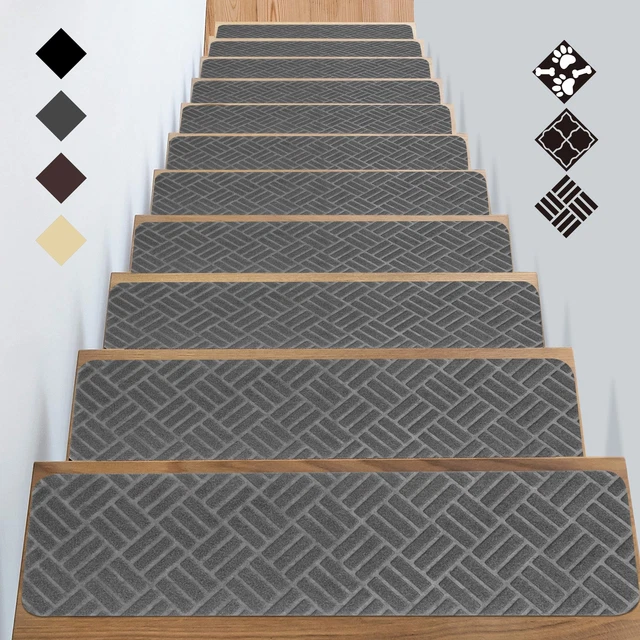 Stair Treads Carpet Peel and Stick with Self Adhesive Tape - 15 Pack Washable...