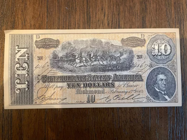 The Confederate States Of America Ten Dollar Facsimile Banknotes 1864
