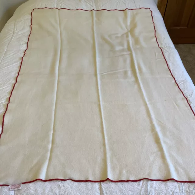 Vintage Faribault Continental Airlines Wool Blend Lap Throw Blanket Ivory 40x56”