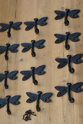 12 Dragonfly Hooks Decorative Wall Towel Coat Hangers Rack Hooks Black Retro Hat