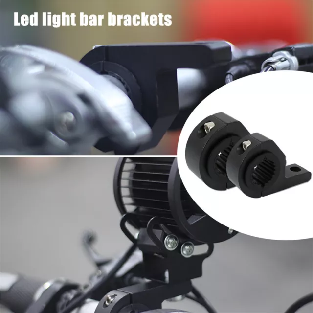 2xMotorbike LED Light Bar Clamps Brackets Tube Mount Kit For Motorcycle Aluminum 3