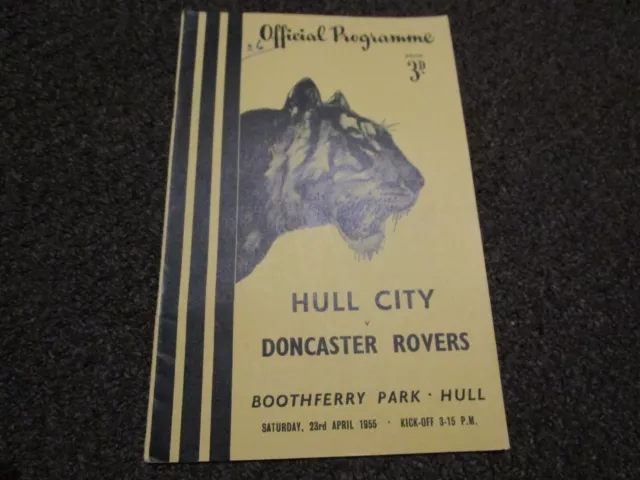 HULL CITY  v  DONCASTER ROVERS  1954/5  APRIL 23rd  FOOTBALL PROGRAMME