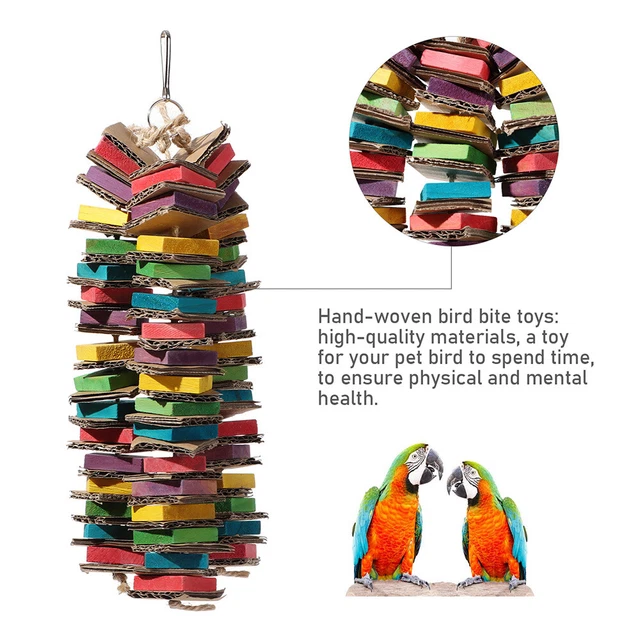 Holz Spielzeug für Papageien Bird Chewing Toys Cockatiel Bauble Cage (Cage) 3