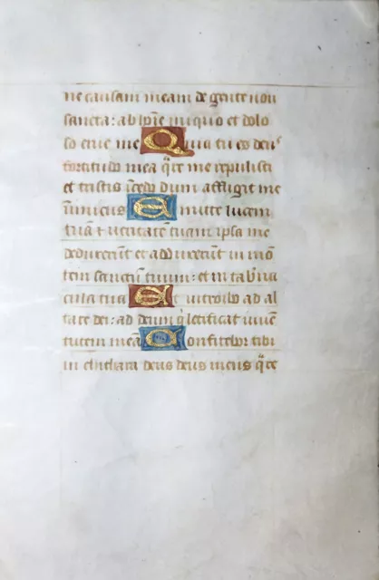 Stundenbuch Blatt Pergament Latein Goldgehöhte Initialen Belgien Brügge Um 1450 2
