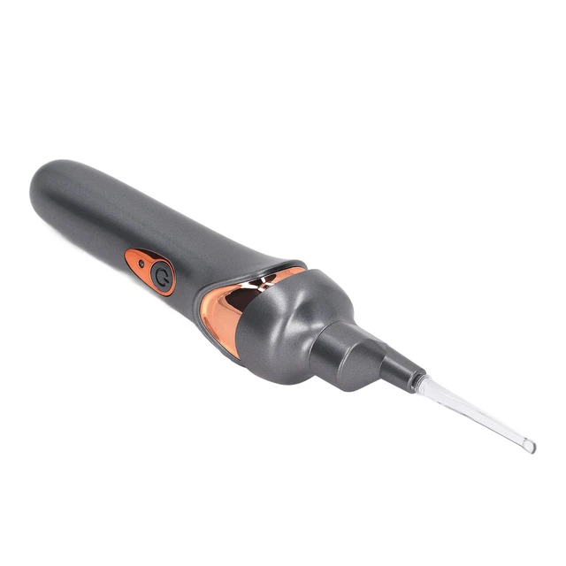 (Negro) Kit de eliminación de cerumen aspiradora eléctrica para oídos con luz LED segura y