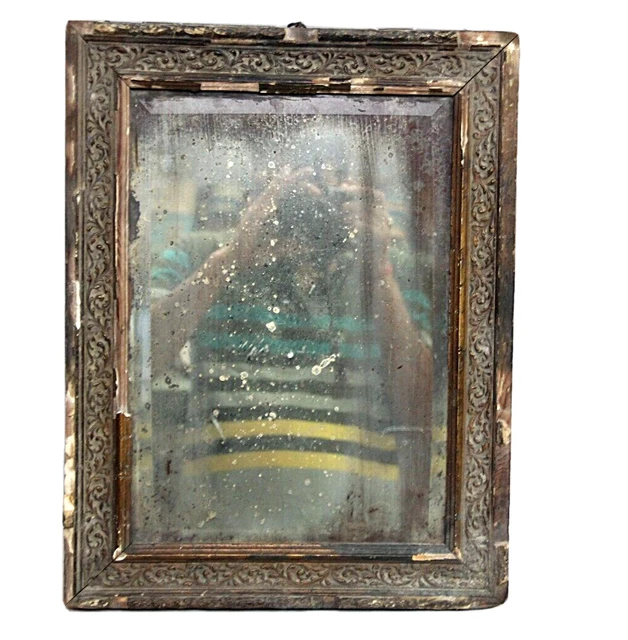 Antiguo Antigüedad Grande Madera Grueso Enmarcado Pared Colgante Aderezo Bélgica