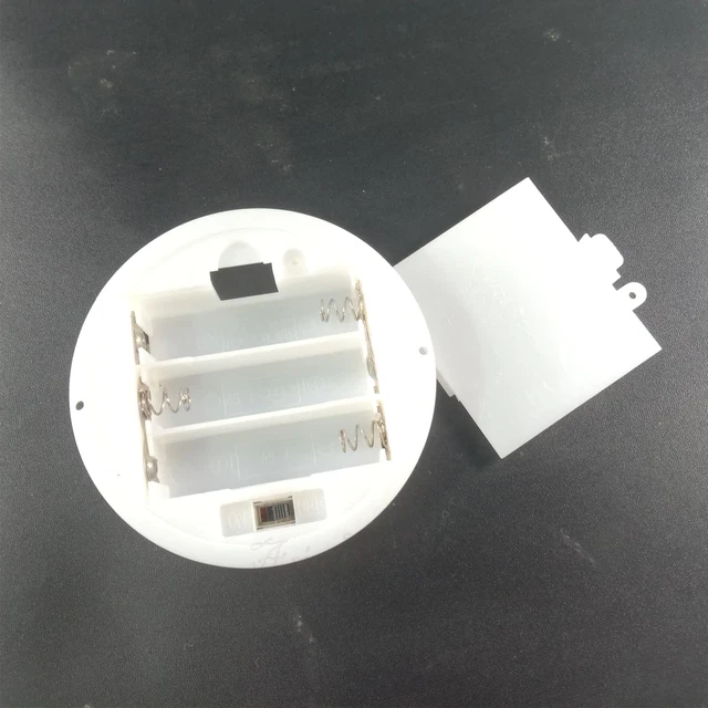 3xAA White Round Battery Holder Panel Mount Case with Tabs Switch Lid