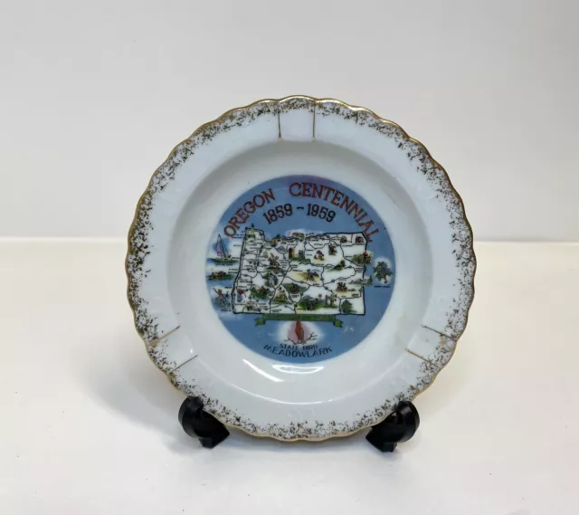 Vintage Ashtray Oregon Centennial Pacific Coast Ceramic -Smoker Section-