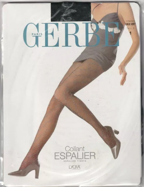 Collant fantaisie GERBE ESPALIER Gris-Vert ou Noir. 2 tailles. Fashion tights.