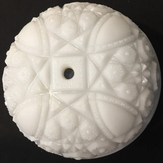 Vintage Art Deco Heavy Milk White Hobstar Toltec Ceiling Fixture Cover Shade 8"