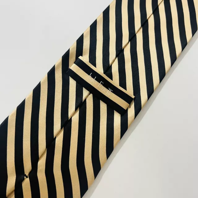 Italo Ferretti Tan&Black Striped Smooth Silk Luxury Tie 60.5x3.5”