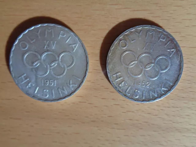 Finnland 500 Markkaa 1951 und 1952 Olympia Helsinki Rarität Silber