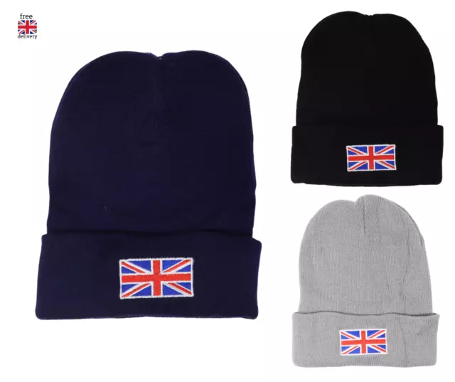 Union Jack Beanie Mütze Herren Damen große britische Flagge gefesselt UK Beanie