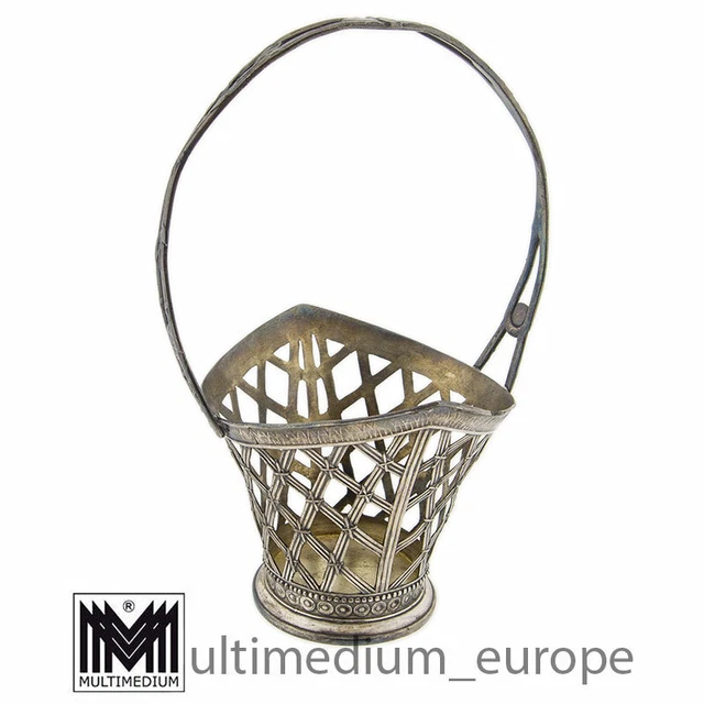 Cesta de estaño Kayser Art Nouveau sin inserto de vidrio alrededor de 1900