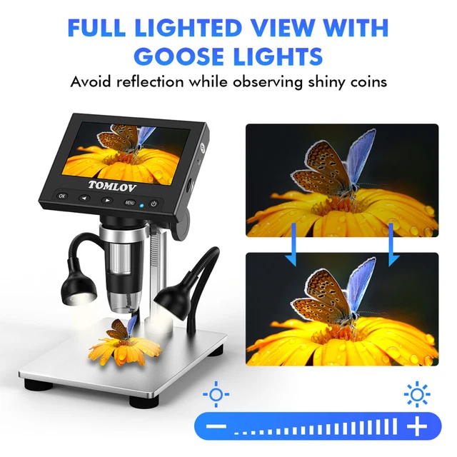 TOMLOV DM4S Digital Electronic Soldering Magnifier USB Microscope 1000X 4.3" LCD