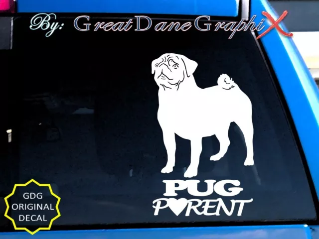 Pug PARENT(S) - Vinyl Decal Sticker / Color Choice - HIGH QUALITY