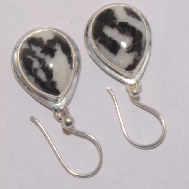 Zabra Jasper Gemstone Handmade 925 Sterling Silver Earring 1.5" 3