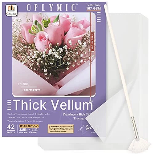 Thick Translucent Vellum Paper,  42 Sheets 167GSM Printable Tracing Vellum