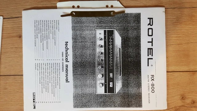 DIAGRAM TECHNICAL MANUAL Rotel RX-800 AM/FM Stereo Receiver Vintage ...
