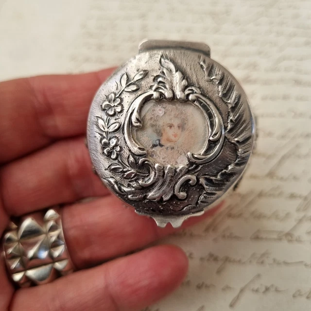 Ancienne Boîte à Pilules En Argent Massif – Forme Citrouille, Coffret Décoratif Vintage