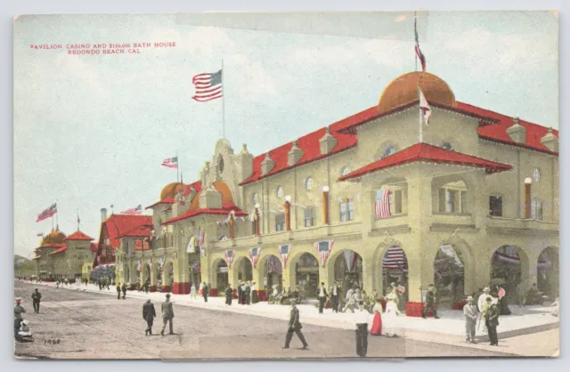 Redondo Beach California~Pavilion Casino & Bath House~Vintage Postcard