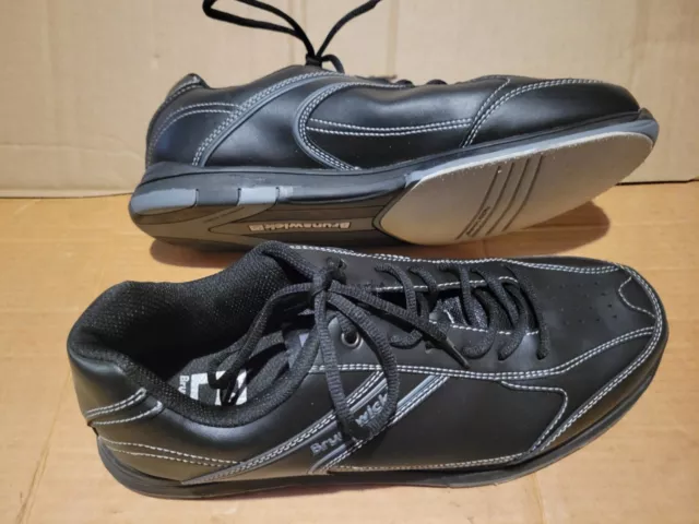 Brunswick Flyer Bowling Shoes Mens 11 Black Leather FlexSlide M-001 Free Ship.