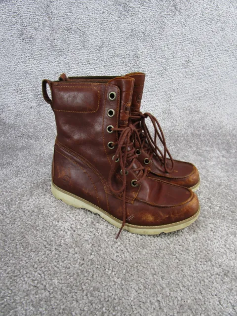 TIMBERLAND BOOTS WOMENS Size 8 Earthkeepers Brown Leather Tall Moc Toe ...