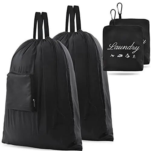 2 Pcs Travel Laundry Bag, JHX Dirty Clothes Bag 【Upgraded】 with Handles and