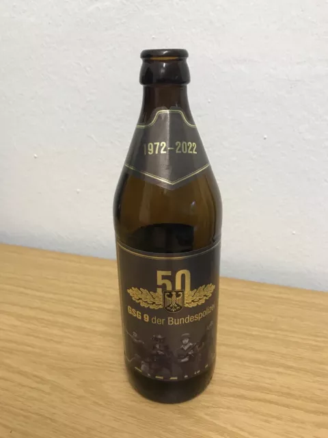 Bundespolizei 50 Jahre GSG9 Leere Bierflasche Flasche Bottle - Abzeichen GSG 9