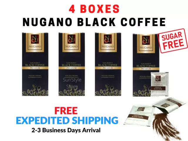 4 Packs Nugano Premium Black Coffee Organic Ganoderma Lucidum Reishi