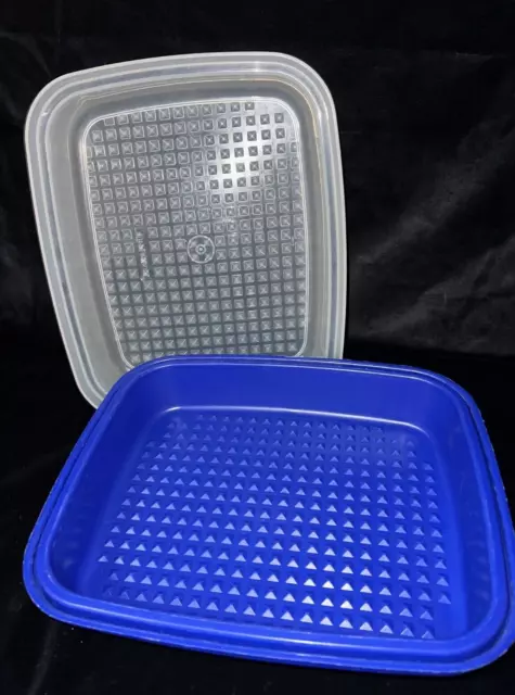 Tupperware Blue Large Season Serve Meat Marinade Container 1294 Lid 1295  Bottom